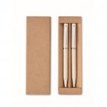 Set de 2 bolígrafos de trigo de paja de tinta azul y grafito color beige tercera vista