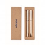 Set de 2 bolígrafos de trigo de paja de tinta azul y grafito color beige vista principal tercera vista