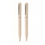 Set de 2 bolígrafos de trigo de paja de tinta azul y grafito color beige septima vista
