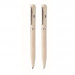 Set de 2 bolígrafos de trigo de paja de tinta azul y grafito color beige vista principal