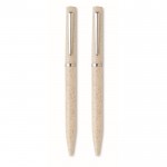 Set de 2 bolígrafos de trigo de paja de tinta azul y grafito color beige octava vista