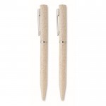 Set de 2 bolígrafos de trigo de paja de tinta azul y grafito color beige novena vista
