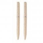 Set de 2 bolígrafos de trigo de paja de tinta azul y grafito color beige decima vista