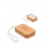 Caja de bambú con correa con función de cargador inalámbrico 15W color madera vista de impresión