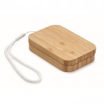 Caja de bambú con correa con función de cargador inalámbrico 15W color madera segunda vista
