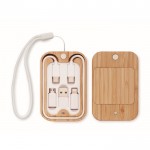 Caja de bambú con correa con función de cargador inalámbrico 15W color madera