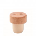 Tapón ideal para botellas de vino hecho de madera de haya color madera vista de impresión
