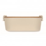 Fiambrera con tapa de bambú y 2 pestañas laterales de cierre 700ml color beige quinta vista