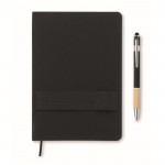 Libreta y bolígrafo con banda elástica para móvil y páginas a rayas A5 color negro sexta vista