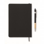 Libreta y bolígrafo con banda elástica para móvil y páginas a rayas A5 color negro septima vista