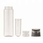 Botella de agua con infusor extraíble en el centro y asa de transporte color negro tercera vista