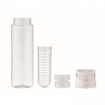 Botella de agua con infusor extraíble en el centro y asa de transporte color blanco tercera vista