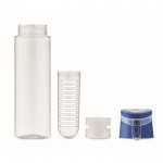 Botella de agua con infusor extraíble en el centro y asa de transporte color azul real tercera vista