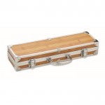 Estuche con aspecto de madera de 3 utensilios para barbacoa color madera segunda vista