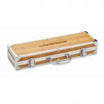 Estuche con aspecto de madera de 3 utensilios para barbacoa color madera vista principal segunda vista