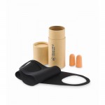 Estuche de viaje cilíndrico con antifaz y tapón para los oídos color beige vista principal