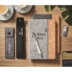 Estuche con cierre a botón de fieltro RPET para 2 bolígrafos color gris vista bodegón principal
