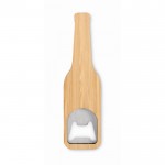 Abrebotellas magnético de bambú en forma de botella de cerveza color madera segunda vista