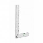 Escuadra de aluminio con nivel de burbuja en la base y regla de 30cm color plateado vista principal