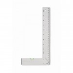 Escuadra de aluminio con nivel de burbuja en la base y regla de 30cm color plateado quinta vista