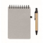 Libreta con bolígrafo de tinta azul y banda elástica hojas a rayas color gris quinta vista