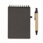 Libreta con bolígrafo de tinta azul y banda elástica hojas a rayas color gris oscuro quinta vista