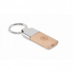 Llavero de forma rectangular de madera de caucho y zinc color madera vista principal