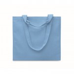 Bolsa de tejido reciclado con asas cortas y largas 320 g/m2 color turquesa segunda vista