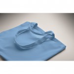 Bolsa de tejido reciclado con asas cortas y largas 320 g/m2 color turquesa vista fotografía cuarta vista