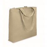 Bolsa de tejido reciclado con asas cortas y largas 320 g/m2 color caqui