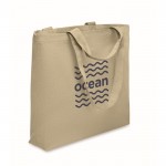Bolsa de tejido reciclado con asas cortas y largas 320 g/m2 color caqui vista principal