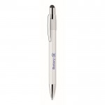 Bolígrafo antiestrés con spinner en la parte superior tinta azul color blanco vista principal