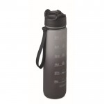Botella de RPET con boquilla y horario de consumo de agua 1L color negro