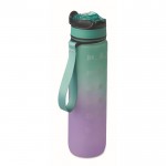 Botella de RPET con boquilla y horario de consumo de agua 1L color turquesa