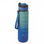 Botella de RPET con boquilla y horario de consumo de agua 1L color azul real