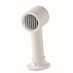 Ventilador portátil con soporte para escritorio y teléfono color blanco cuarta vista