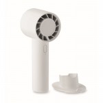 Ventilador portátil con soporte para escritorio y teléfono color blanco quinta vista