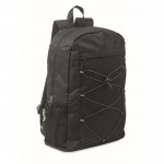 Mochila de poliéster RPET con bolsillos de malla a ambos lados color negro