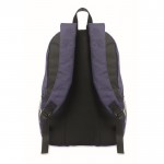 Mochila de poliéster RPET con bolsillos de malla a ambos lados color azul sexta vista