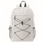 Mochila de poliéster RPET con bolsillos de malla a ambos lados color blanco quinta vista