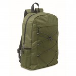 Mochila de poliéster RPET con bolsillos de malla a ambos lados color verde militar