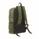 Mochila de poliéster RPET con bolsillos de malla a ambos lados color verde militar segunda vista