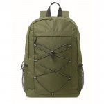 Mochila de poliéster RPET con bolsillos de malla a ambos lados color verde militar quinta vista
