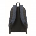 Mochila de poliéster RPET con bolsillos de malla a ambos lados color azul marino sexta vista