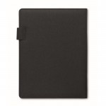 Portafolios de cuero con power bank y cargador inalámbrico A4 color negro cuarta vista