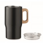 Taza de acero inoxidable reciclado con asa de madera 350ml color negro segunda vista