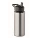 Botella de acero inoxidable reciclado con boquilla y asa 500ml color plateado mate