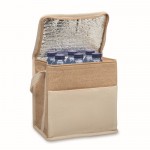 Bolsa nevera de yute con bolsillo frontal y capacidad de 3L color beige segunda vista