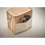 Bolsa nevera de yute con bolsillo frontal y capacidad de 3L color beige vista fotografía septima vista