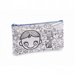 Estuche para lápices con figuras para pintar con rotuladores color azul real